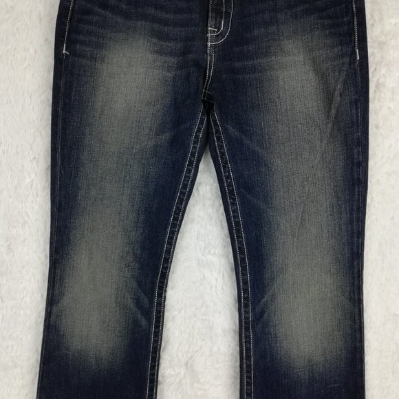 D9 District 9 Womens Jeans Turner Curvy Boot Blue Denim Jeweled Dark Wash 30 New - Picture 5 of 16